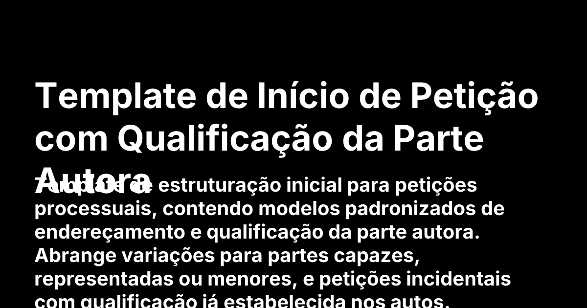 Parte Template Template de Início de Petição com Qualificação da Parte Autora | Cicero